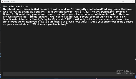 Screenshot of the NPC dialogue interface.
